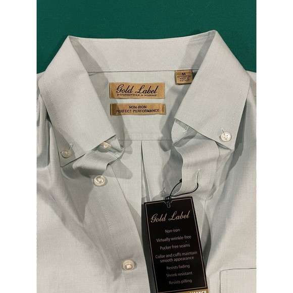 NWT ROUNDTREE & YORKE GOLD LABEL MEDIUM SHORT SLEEVE NON-IRON DRESS SHIRT - Picture 3 of 3